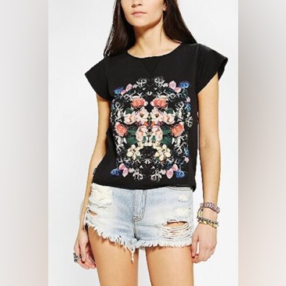 Floral Graphic Black Top